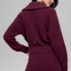 Kaşmir Plüş Waffle 1/4 Fermuarlı Kazak - Bordo