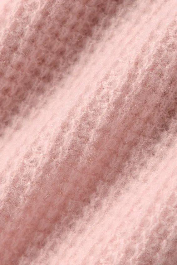 Kaşmir Plüş Waffle Polo Tişört - Pembe Kuvars