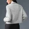 Kaşmir Plush Waffle Balıkçı Yaka Kazak - Atletik Heather Gri
