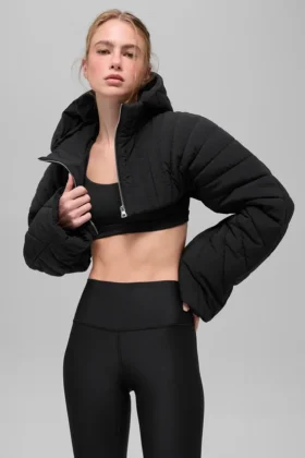 Kapitone Starlight Puffer Shrug - Siyah
