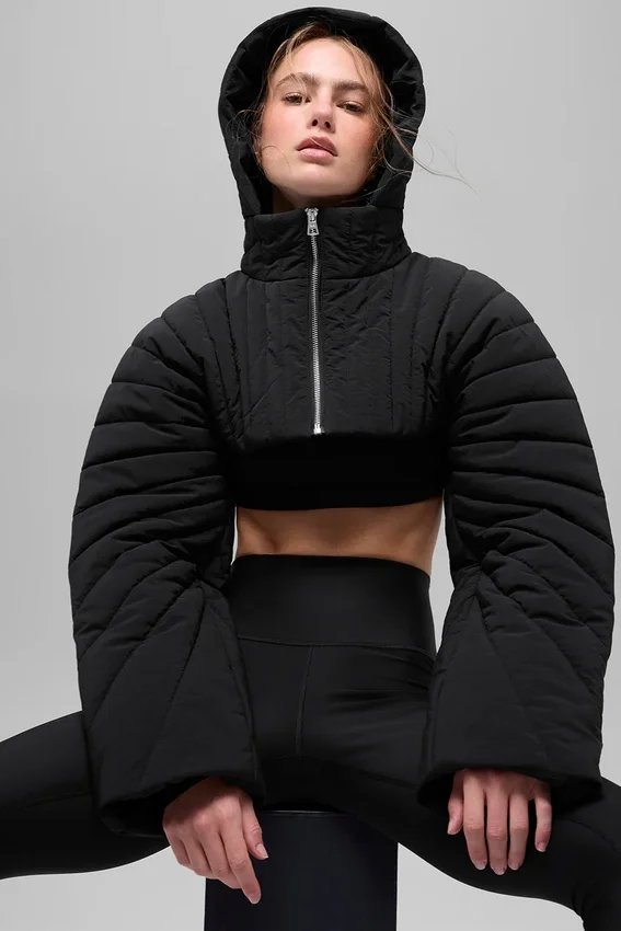 Kapitone Starlight Puffer Shrug - Siyah