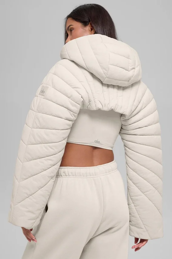 Kapitone Starlight Puffer Yelek - Kemik Rengi
