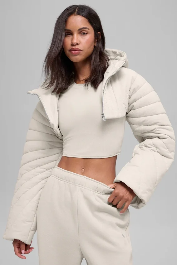 Kapitone Starlight Puffer Yelek - Kemik Rengi