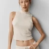 Kazak Knit Unwind Kolsuz Üst Giyim - Yulaf Rengi Melanj