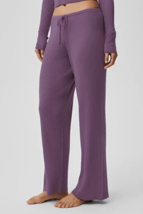 Kazak Örgü Orta Bel Unwind Geniş Paça Pantolon – Plum Kiss