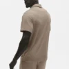 Keten Jersey Coastal Kısa Kollu Polo - Gravel