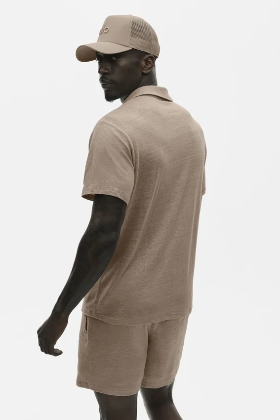 Keten Jersey Coastal Kısa Kollu Polo - Gravel