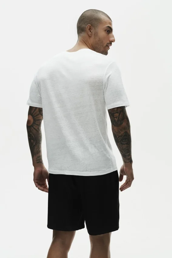 Keten Jersey Coastal Kısa Kollu Tişört - Beyaz