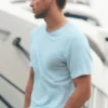 Keten Jersey Coastal Kısa Kollu Tişört - Seaside Blue