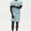 Keten Jersey Coastal Kısa Kollu Tişört - Seaside Blue