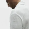 Keten Jersey Coastal Uzun Kollu Düğmeli Gömlek - Beyaz
