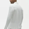 Keten Jersey Coastal Uzun Kollu Düğmeli Gömlek - Beyaz
