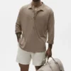 Keten Jersey Coastal Uzun Kollu Kazak - Gravel