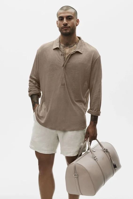 Keten Jersey Coastal Uzun Kollu Kazak - Gravel