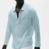 Keten Jersey Coastal Uzun Kollu Kazak - Seaside Blue