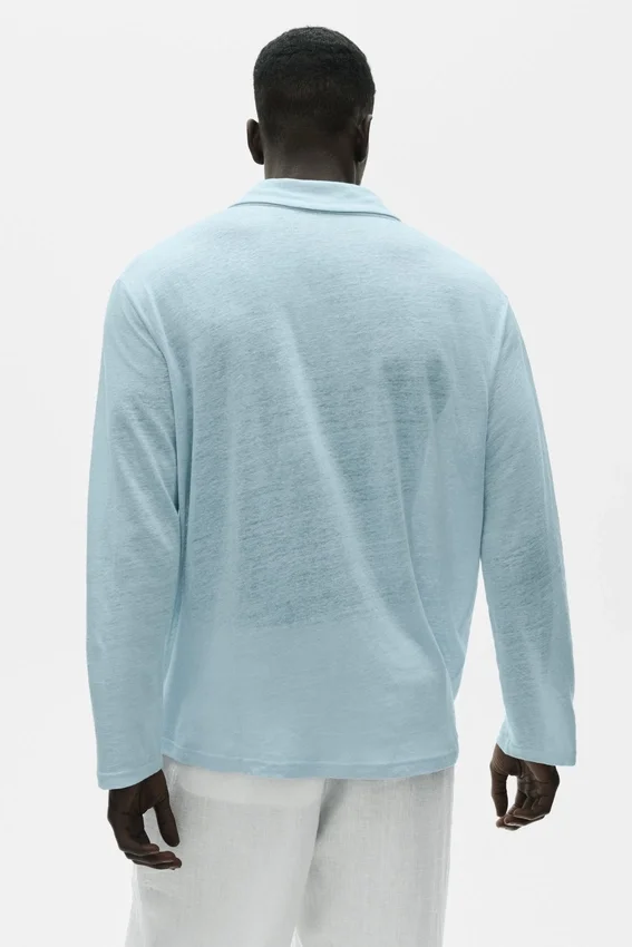 Keten Jersey Coastal Uzun Kollu Kazak - Seaside Blue