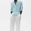 Keten Jersey Coastal Uzun Kollu Kazak - Seaside Blue