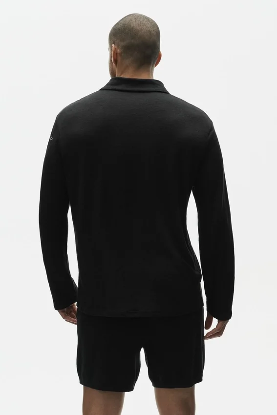 Keten Jersey Coastal Uzun Kollu Kazak - Siyah