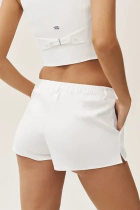 Keten Karışımlı Düşük Bel Riviera Şort – Beyaz