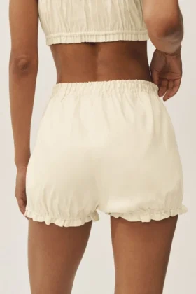 Keten Karışımlı Riviera Bloomer Şort – Kum Beji