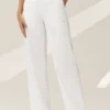 Keten Karışımlı Riviera Geniş Paça Pantolon - Beyaz