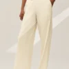 Keten Karışımlı Riviera Geniş Paça Pantolon - Kum Beji