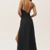 Keten Karışımlı Riviera Maxi Elbise - Siyah