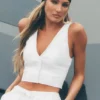 Keten Karışımlı Riviera Yelek - Beyaz