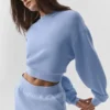 Kısa Accolade Crewneck - Açık Provence Mavisi