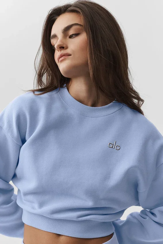 Kısa Accolade Crewneck - Açık Provence Mavisi