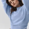 Kısa Accolade Crewneck - Açık Provence Mavisi