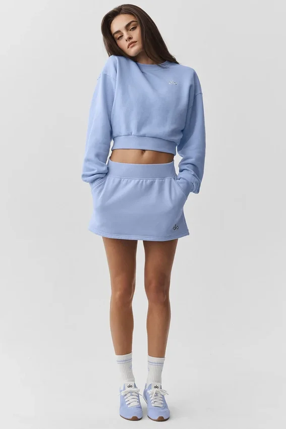 Kısa Accolade Crewneck - Açık Provence Mavisi