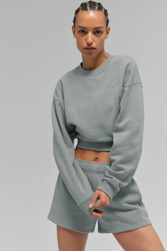 Kısa Accolade Crewneck - Ay Gri