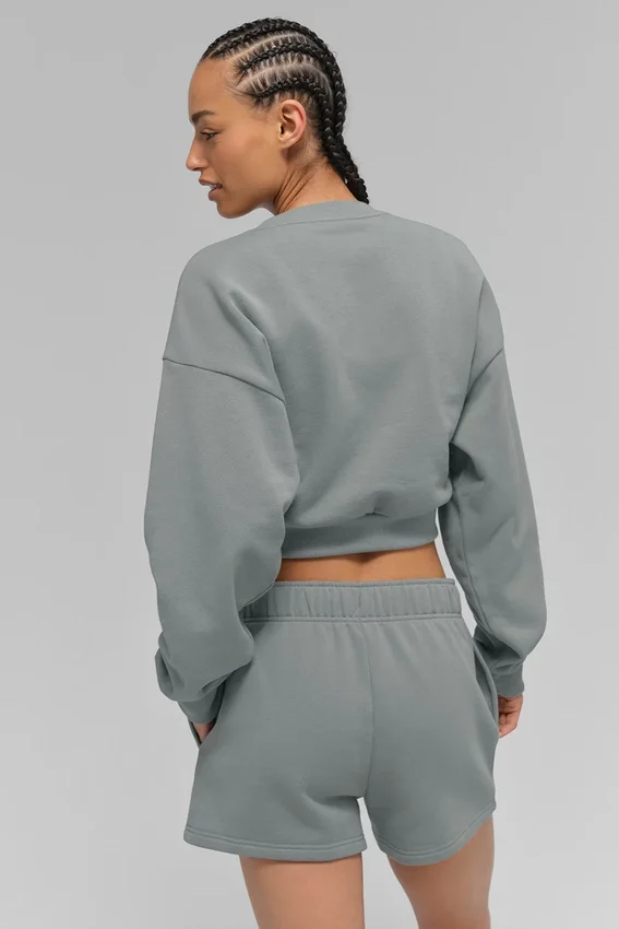 Kısa Accolade Crewneck - Ay Gri