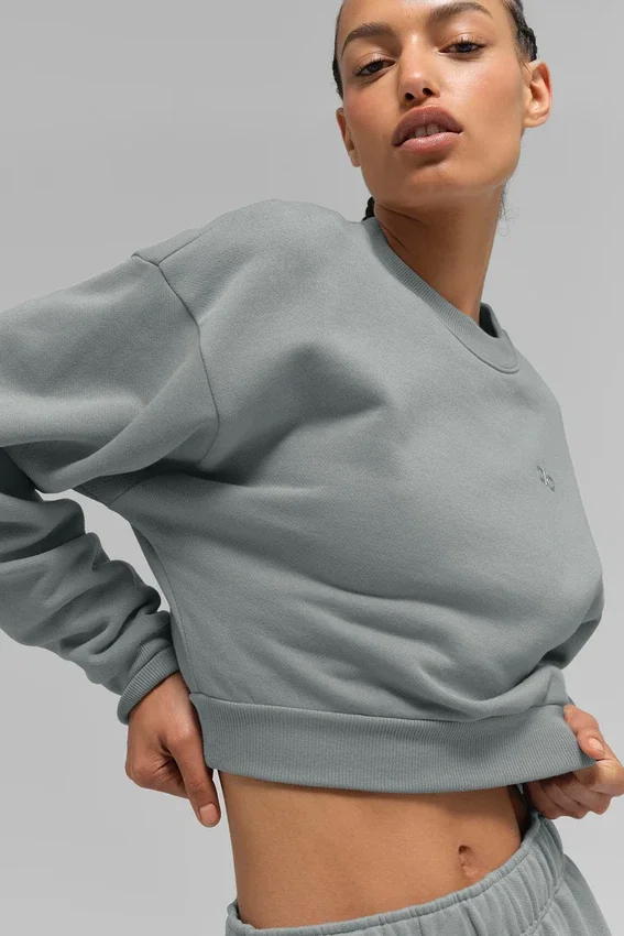 Kısa Accolade Crewneck - Ay Gri