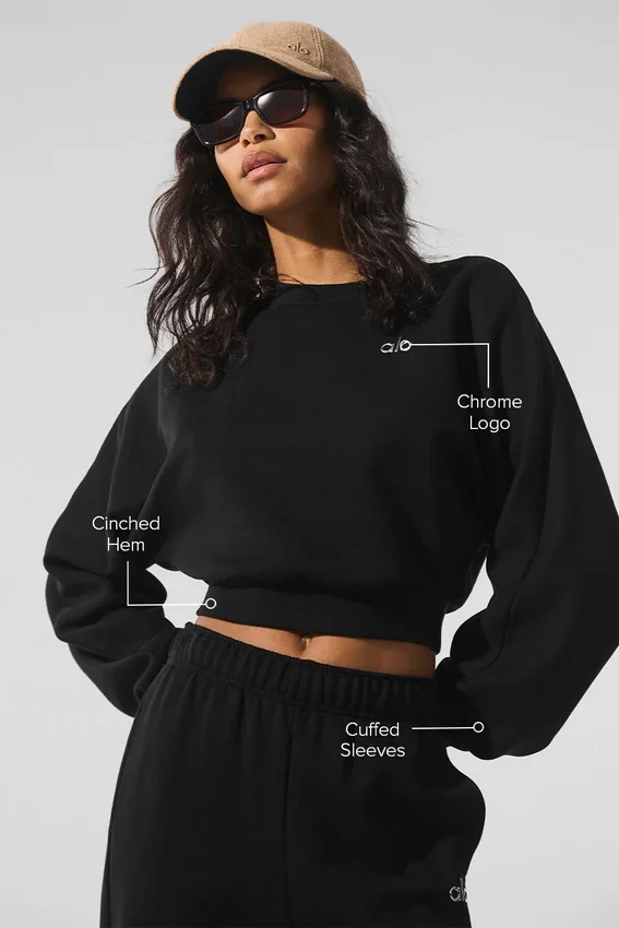 Kısa Accolade Crewneck - Siyah