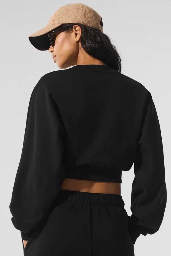 Kısa Accolade Crewneck - Siyah