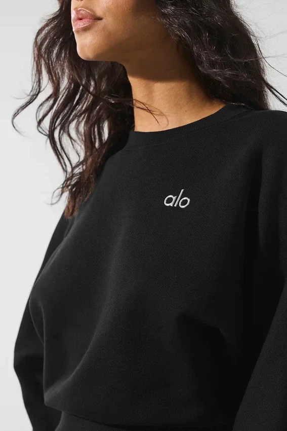 Kısa Accolade Crewneck - Siyah