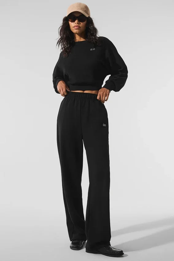 Kısa Accolade Crewneck - Siyah