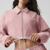 Kısa Fan Favorite Tam Fermuarlı Ceket - Vintage Pembe