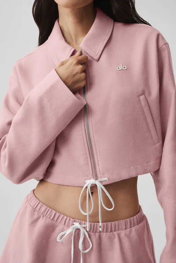 Kısa Fan Favorite Tam Fermuarlı Ceket - Vintage Pembe