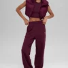 Kısa Gold Rush Puffer Yelek - Bordo