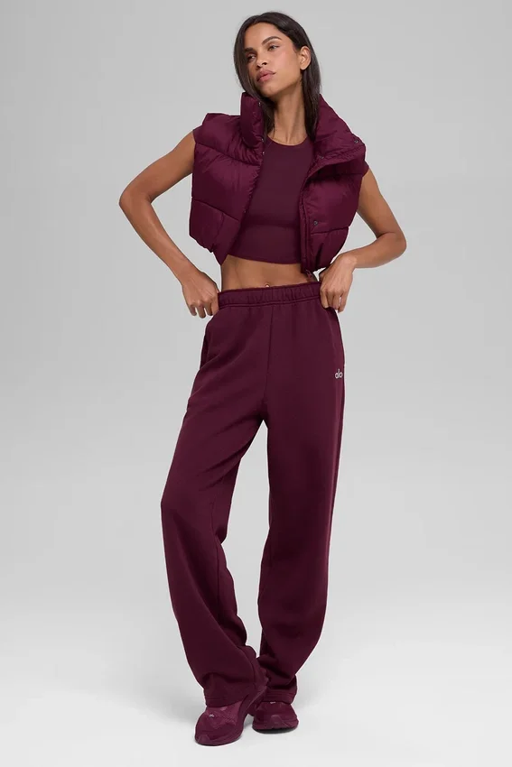 Kısa Gold Rush Puffer Yelek - Bordo