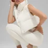 Kısa Gold Rush Puffer Yelek - Fildişi