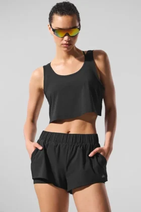 Kısa Sport Star Tank - Siyah