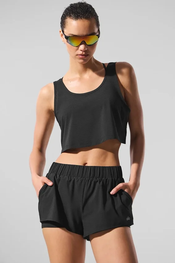Kısa Sport Star Tank - Siyah