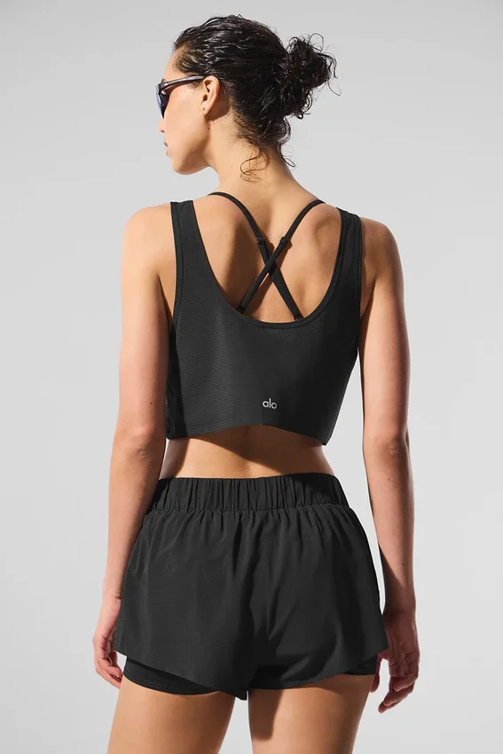 Kısa Sport Star Tank - Siyah