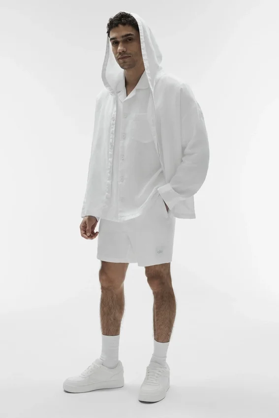 Linen Days Düğmeli Kapüşonlu Kapüşonlu Sweatshirt - Beyaz