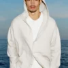 Linen Days Düğmeli Kapüşonlu Kapüşonlu Sweatshirt - Kemik Rengi
