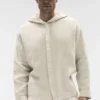 Linen Days Düğmeli Kapüşonlu Kapüşonlu Sweatshirt - Kemik Rengi